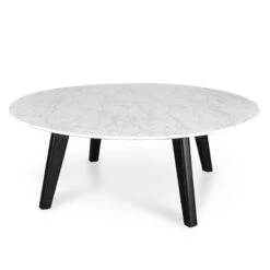100cm Marble Coffee Table With Black Legs