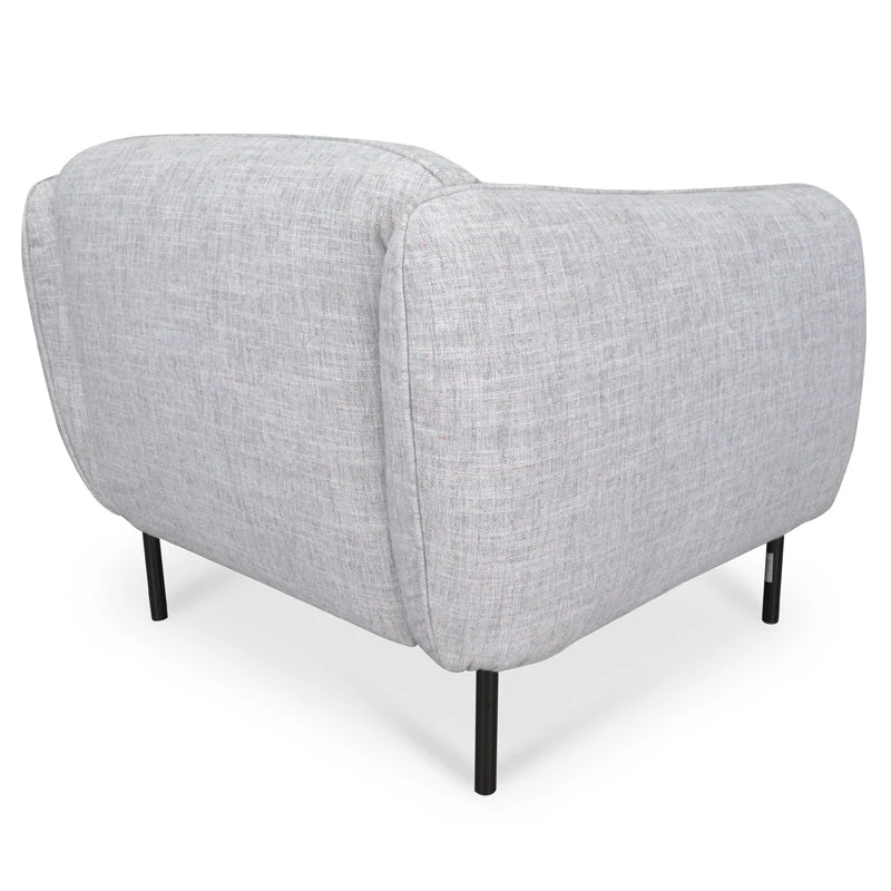 Armchair In Light Spec Grey - Black Metal Legs - Image 2