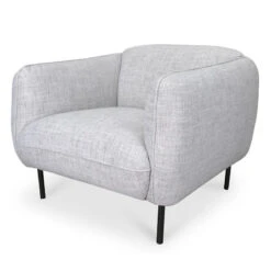Armchair In Light Spec Grey - Black Metal Legs