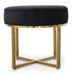 Steel Frame Ottoman In Black Velvet Seat - Brushed Gold Base -Calibre Furniture Sales Store lc2617 bs 10 860x 167c763e f7ef 4345 9850 1a757f91f598
