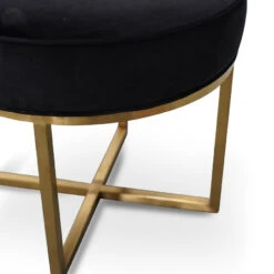 Steel Frame Ottoman In Black Velvet Seat - Brushed Gold Base -Calibre Furniture Sales Store lc2617 bs 9 860x f9df087a a214 4cf9 851f 9e72ef7b9767