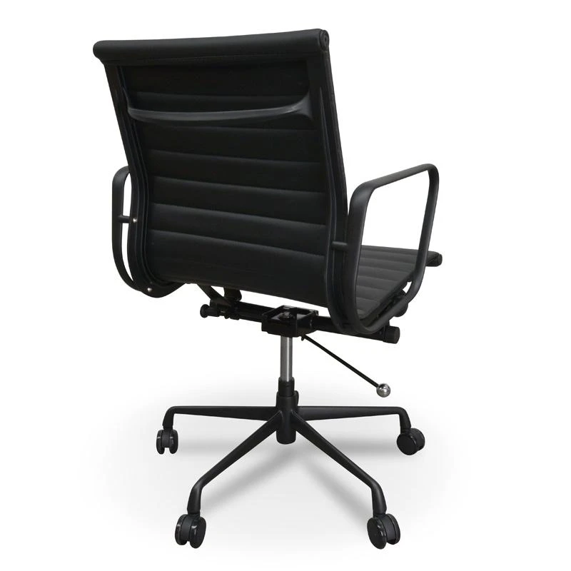PU Leather Office Chair - Full Black - Image 4