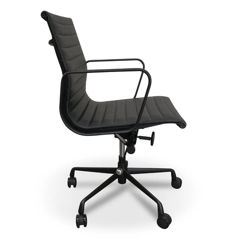 PU Leather Office Chair - Full Black - Image 3