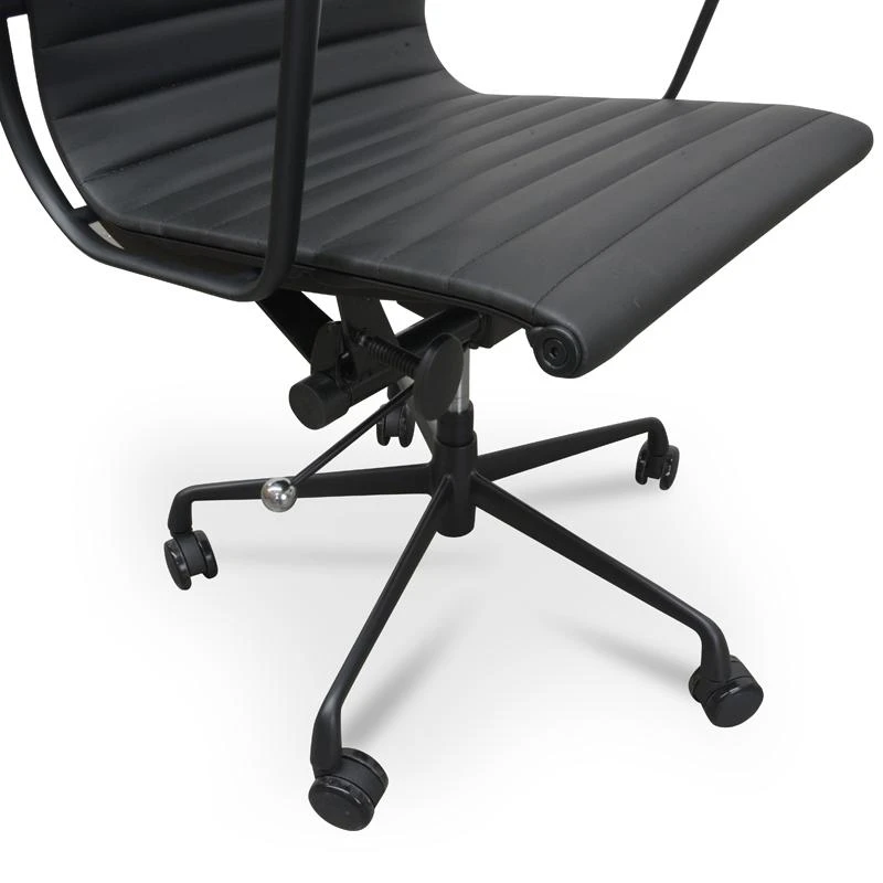 PU Leather Office Chair - Full Black - Image 10
