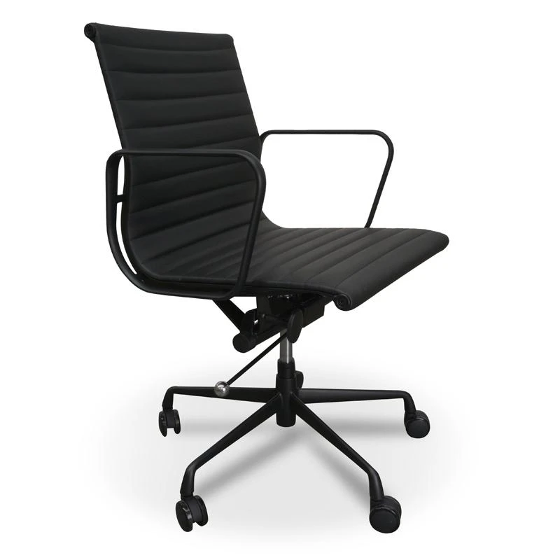 PU Leather Office Chair - Full Black - Image 2
