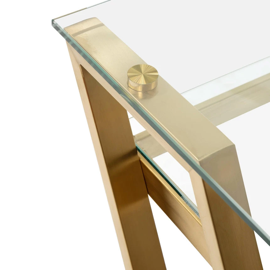 120cm Glass Home Office Desk - Brushed Gold Base - Image 5
