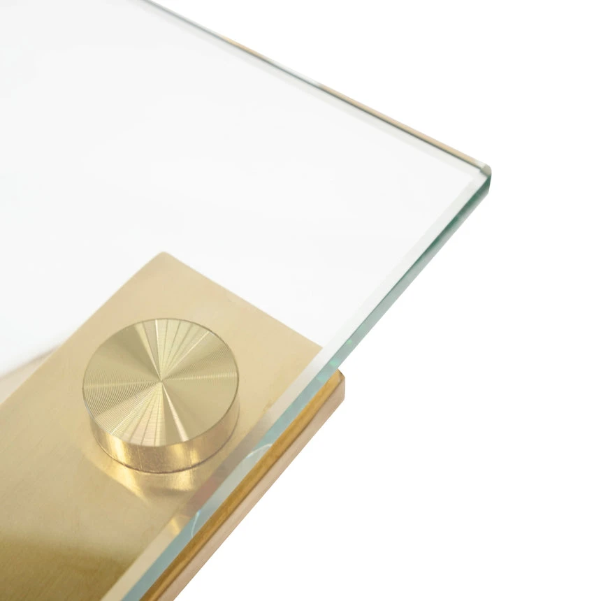 120cm Glass Home Office Desk - Brushed Gold Base - Image 7