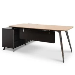 2m Right Return Office Desk - Natural - Black -Calibre Furniture Sales Store ot2343 sn 5 of 10 860x 514e6187 c813 4248 8d62 997bdbd7d5fa