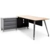 2m Left Return Office Desk - Natural - Black