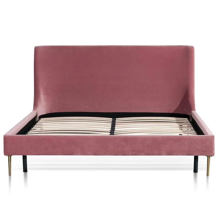 King Bed Frame - Blush Peach Velvet - Image 2
