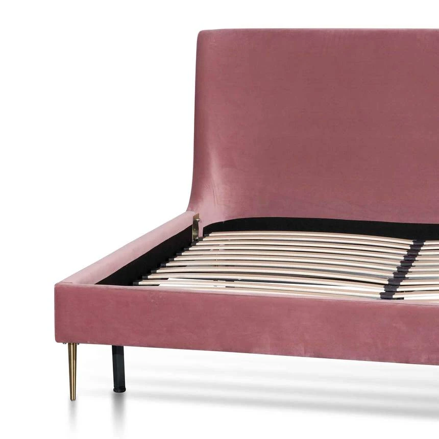 Queen Bed Frame - Blush Peach Velvet - Image 4