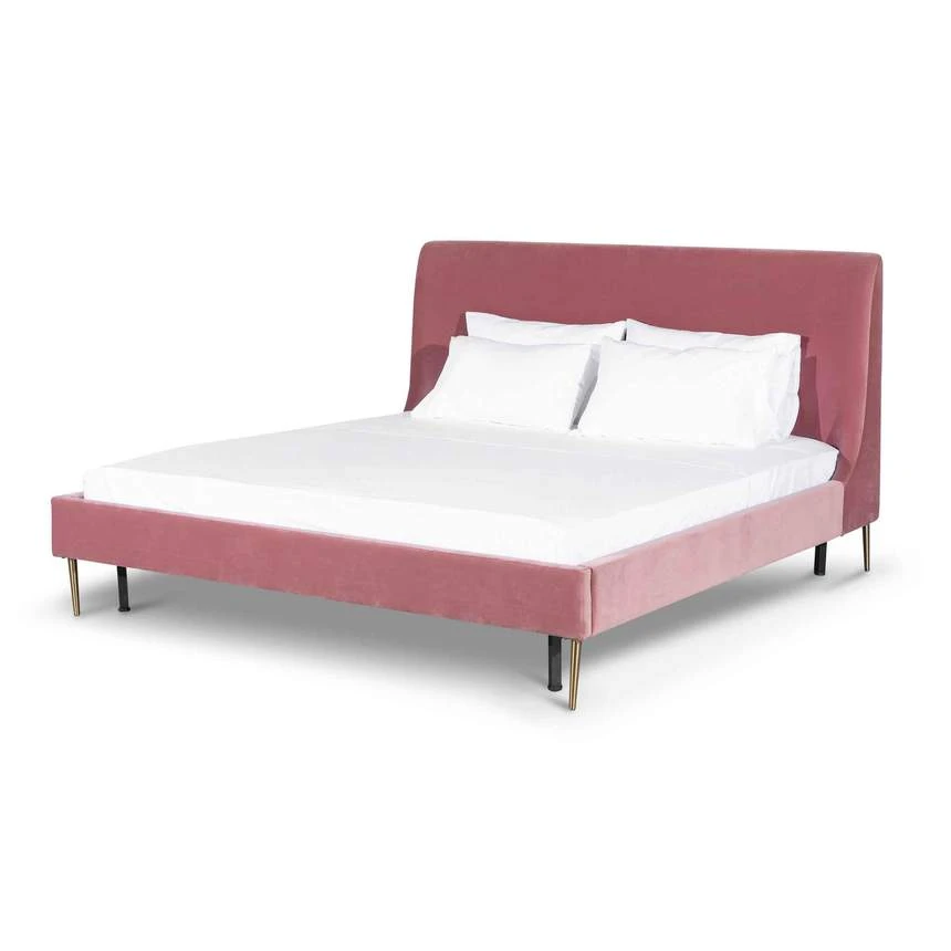 Queen Bed Frame - Blush Peach Velvet - Image 7