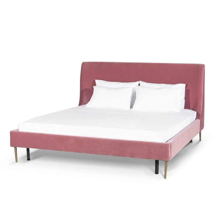 Queen Bed Frame - Blush Peach Velvet - Image 8