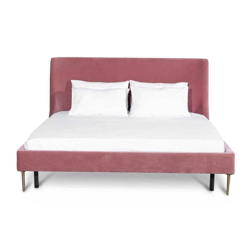King Bed Frame - Blush Peach Velvet - Image 9