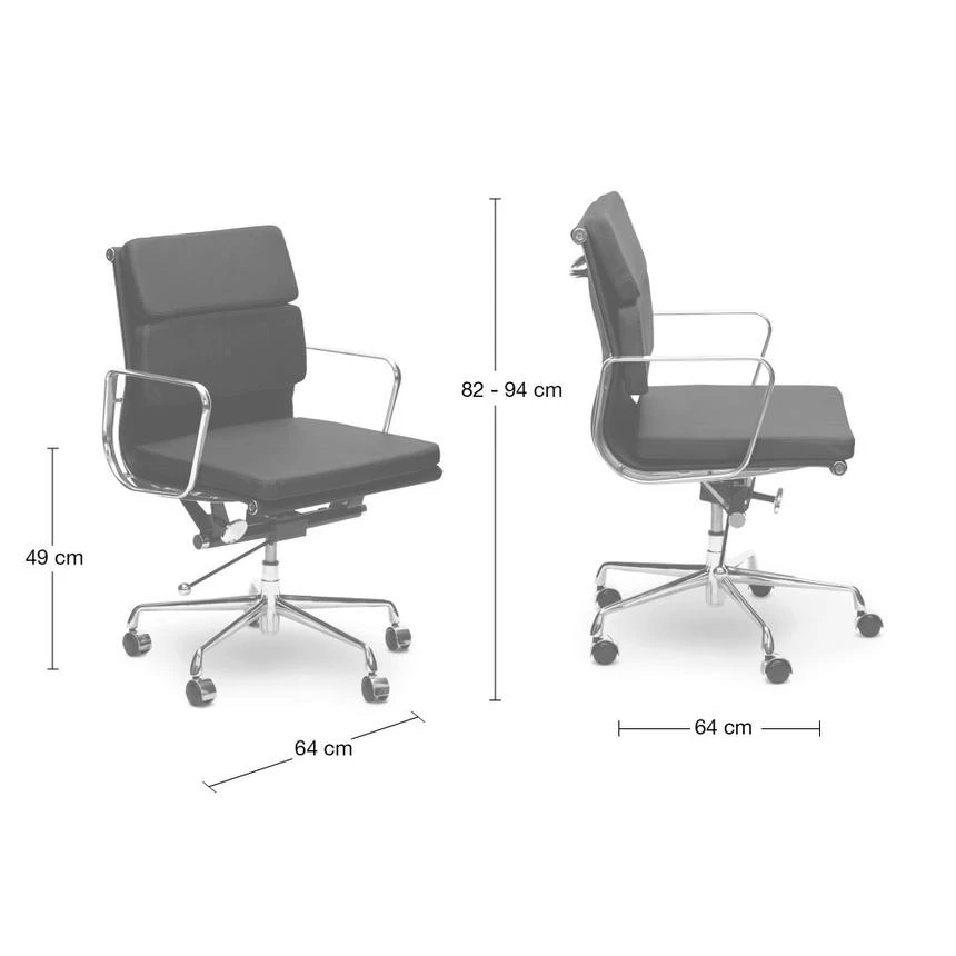 Low Back Office Chair - White Leather - Image 2