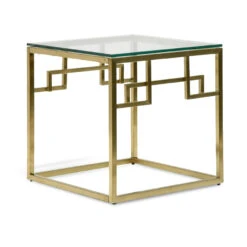 Side Table - Glass Top - Brushed Gold Base -Calibre Furniture Sales Store st2426 bs 3 860x 07fd61d5 bb3c 4634 aa80 2eb9921c10e7