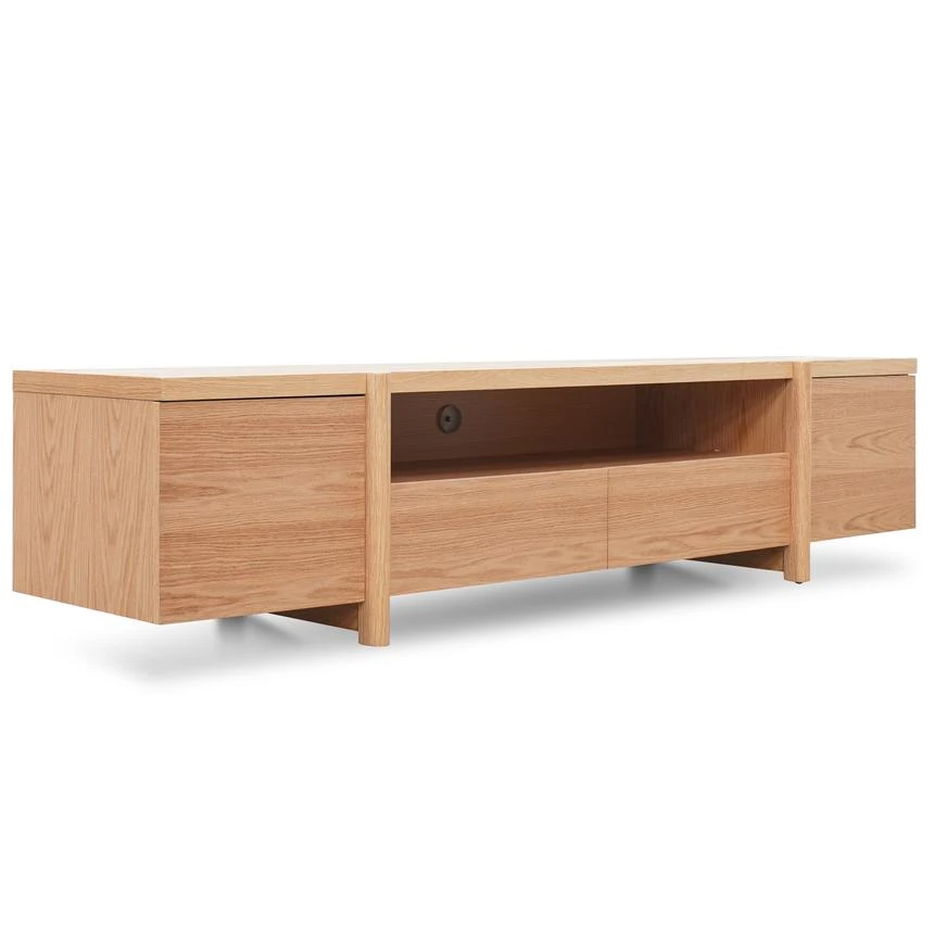 2.1m Entertainment TV Unit - Lowline - Full Natural - Timber Legs - Image 8