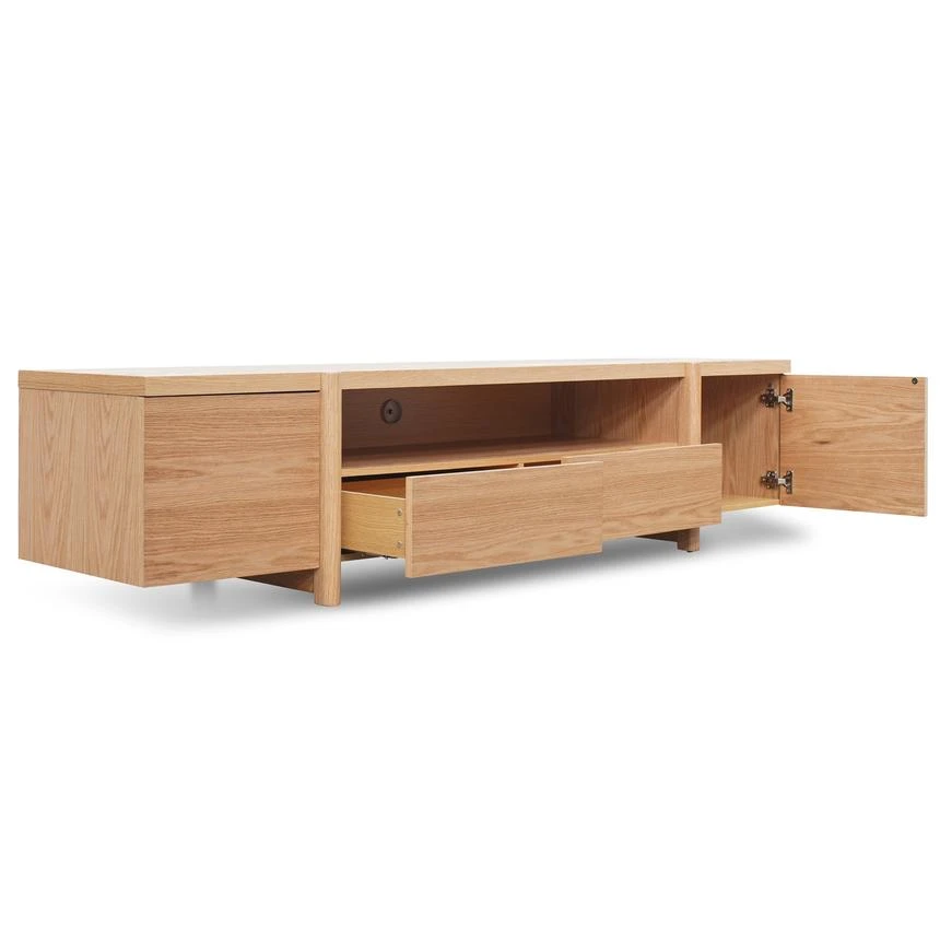 2.1m Entertainment TV Unit - Lowline - Full Natural - Timber Legs - Image 11