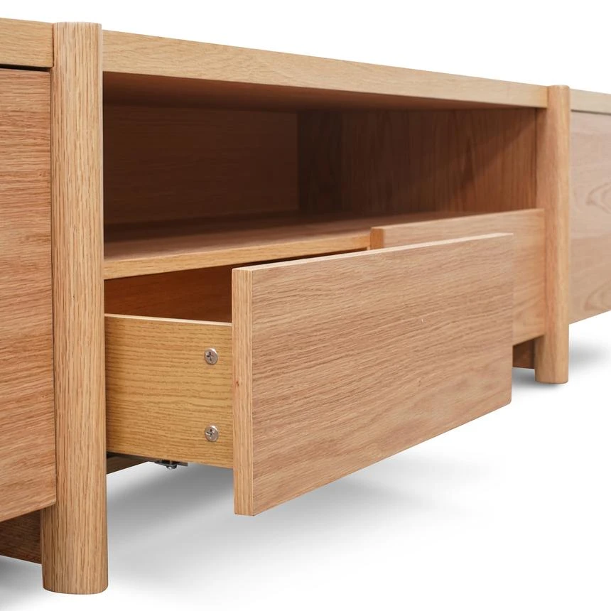 2.1m Entertainment TV Unit - Lowline - Full Natural - Timber Legs - Image 2