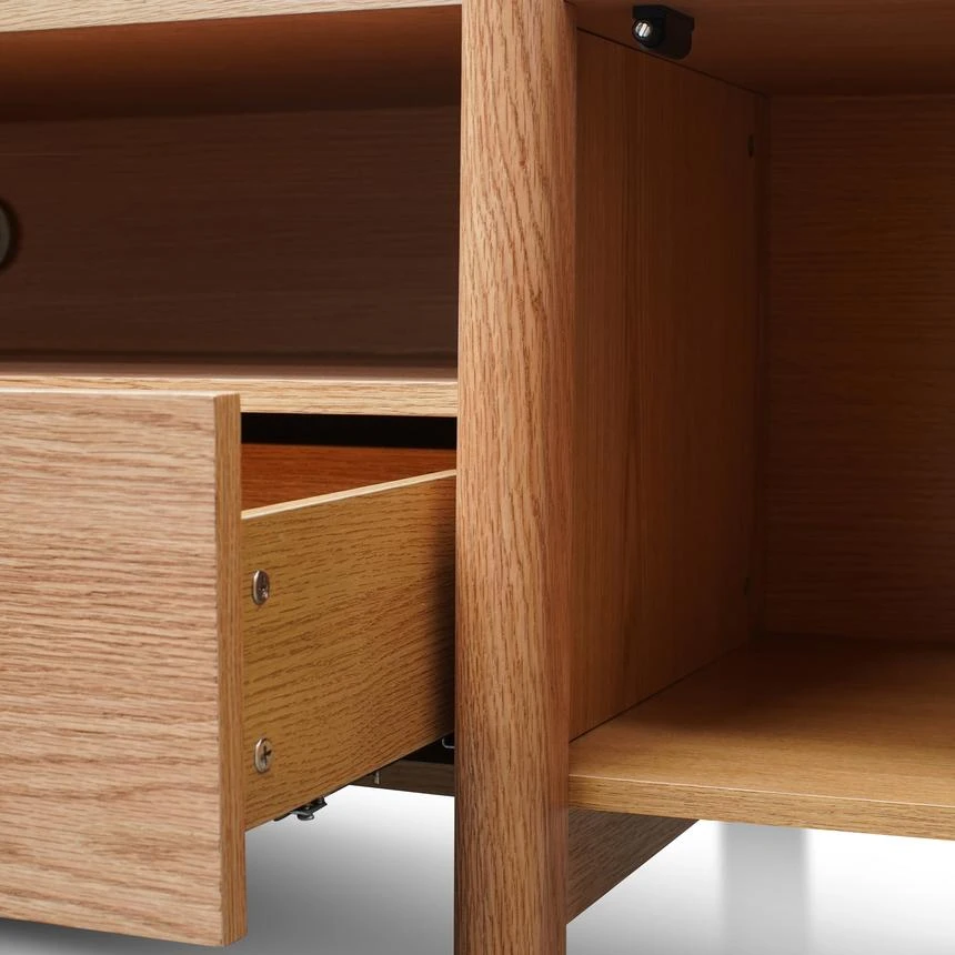 2.1m Entertainment TV Unit - Lowline - Full Natural - Timber Legs - Image 3