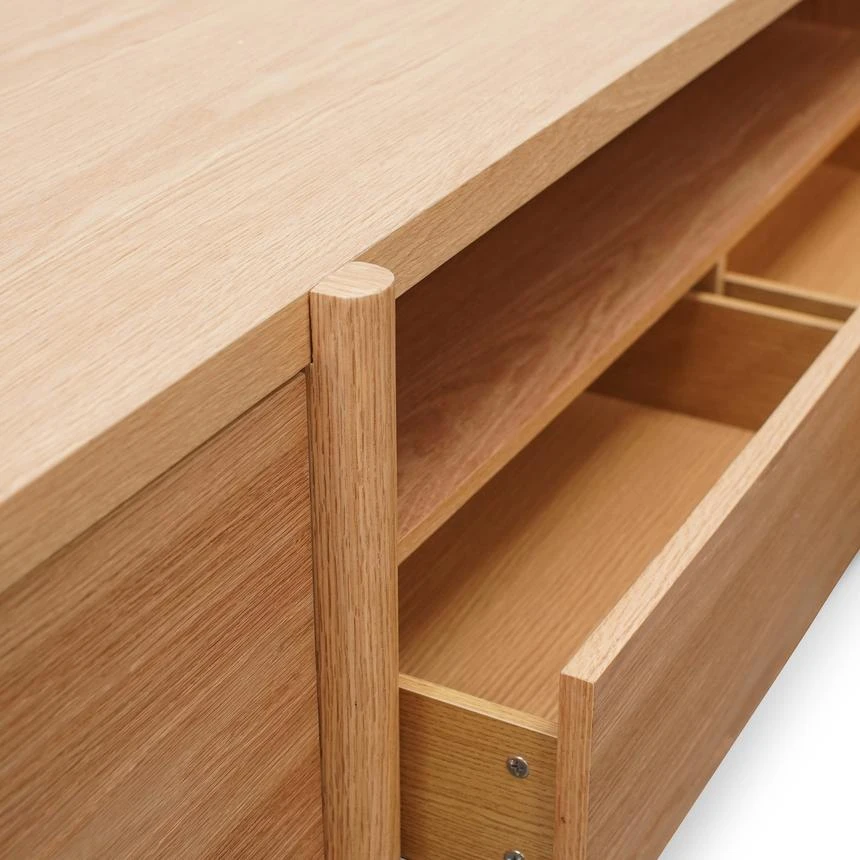 2.1m Entertainment TV Unit - Lowline - Full Natural - Timber Legs - Image 9