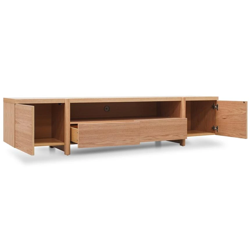 2.1m Entertainment TV Unit - Lowline - Full Natural - Timber Legs - Image 6