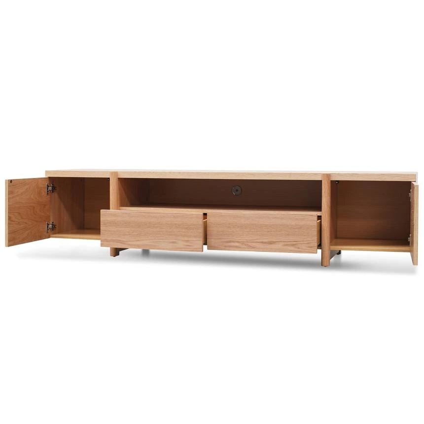 2.1m Entertainment TV Unit - Lowline - Full Natural - Timber Legs - Image 7