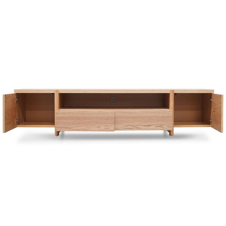 2.1m Entertainment TV Unit - Lowline - Full Natural - Timber Legs - Image 10