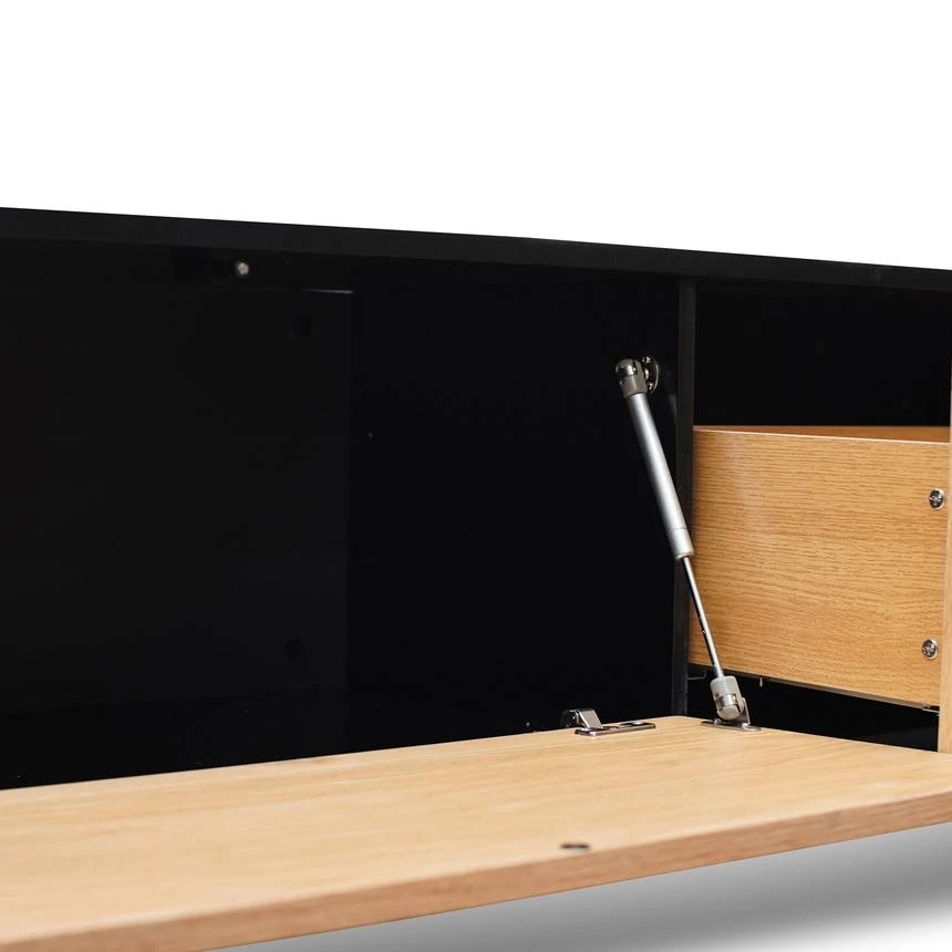 2.3m TV Unit - Black With Natural Drawers - Image 6