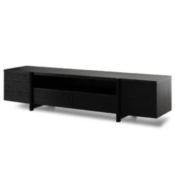 Lowline 2.1m Entertainment TV Unit - Black Oak - Timber Legs